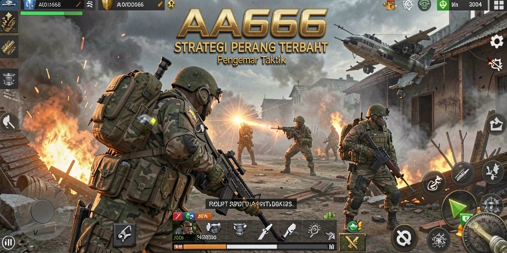Screenshot gameplay AA666 menunjukkan pertarungan strategi yang menegangkan.