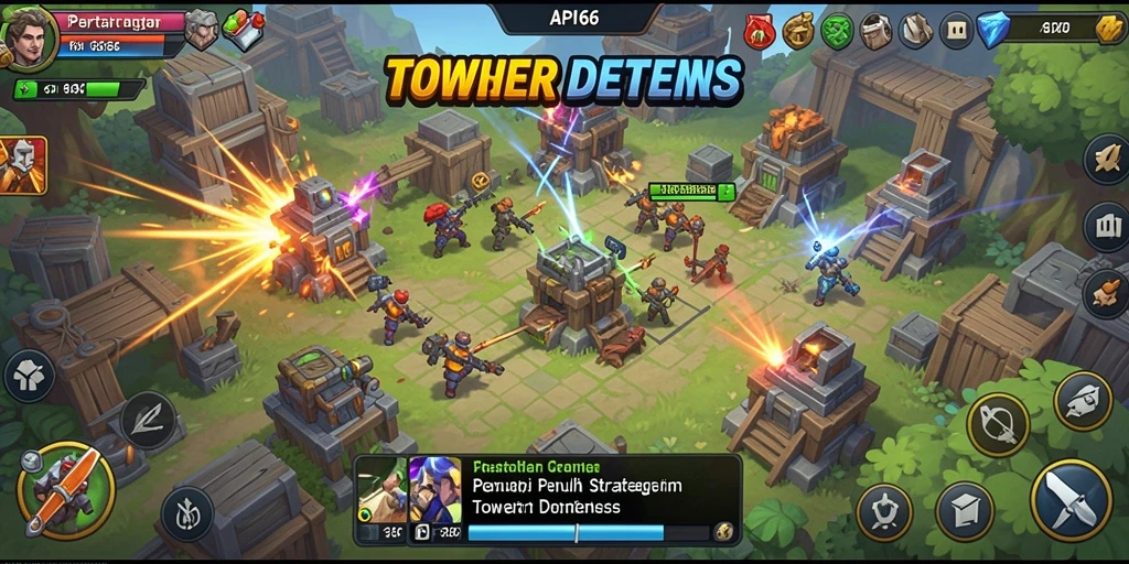 Tampilan menarik dari gameplay intens di API66 Tower Defense.