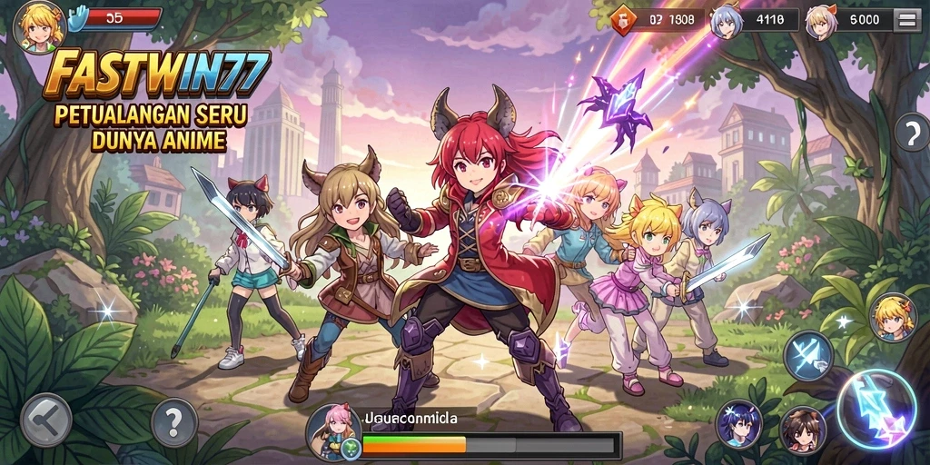 Tampilan epik gameplay FASTWIN77 dengan karakter anime favorit.