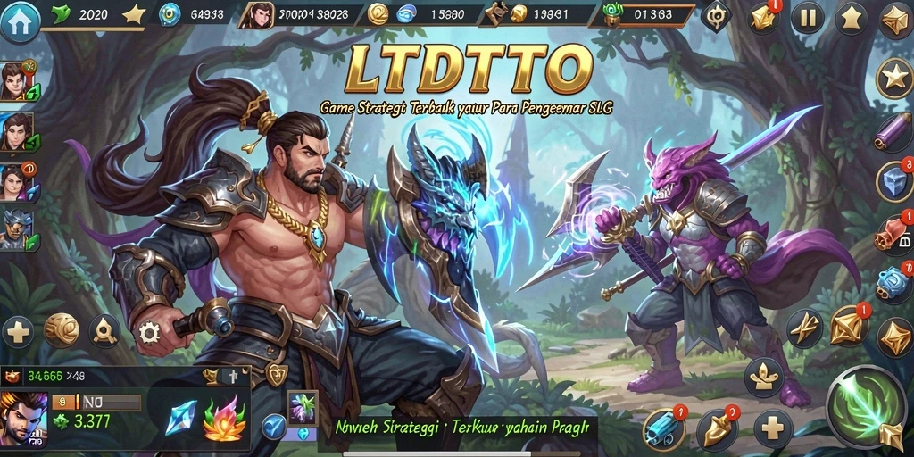 Screenshot LTDTOTO menunjukkan pertempuran epik dalam gameplay SLG.