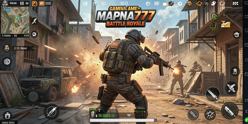 Tampilan seru dari gameplay MAPNA777 Battle Royale.