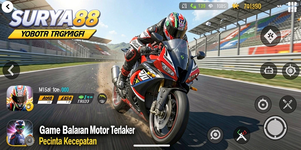 Gameplay menegangkan dalam balapan motor SURYA88.
