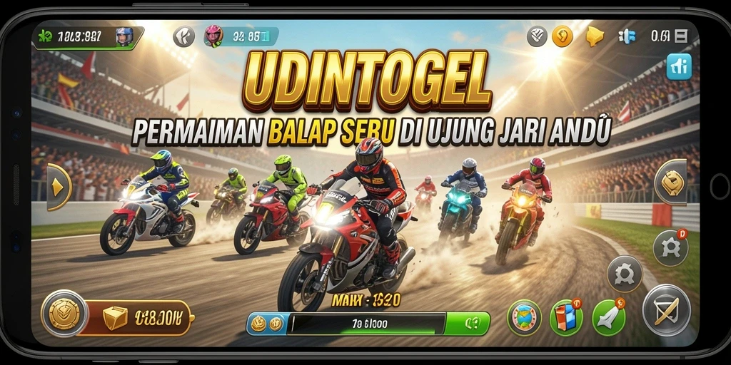 Tampilan seru dari gameplay balap di UDINTOGEL.